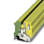 Phoenix Contact UK 3-TWIN-PE Series Green/Yellow Fused DIN Rail Terminal, Double-Level, Screw Termination, Fused