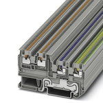 Phoenix Contact PTIO 1.5/S/3-PE Series Grey DIN Rail Terminal Block, 1.5mm², Triple-Level, Push In Termination