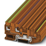 Phoenix Contact PTIO-IN 2.5/4-PE OG Series Orange DIN Rail Terminal Block, 1.5mm², Quadruple-Level, Push In Termination