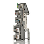 Phoenix Contact PTIO 1.5/S/4-PE Series Grey DIN Rail Terminal Block, 1.5mm², Quadruple-Level, Push In Termination