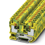 Phoenix Contact PT 10-PE Series Green, Yellow Earth Terminal Block, Single-Level, Push In Termination
