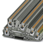 Phoenix Contact PTI 2.5-PE/L/TG Series Grey DIN Rail Terminal Block, 4mm², Triple-Level, Push In Termination