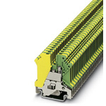 Phoenix Contact USLKG 3 Series Green, Yellow Feed Through Terminal Block, Single-Level, Screw Termination