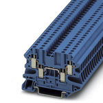 Phoenix Contact UT 2.5-QUATTRO BU Series Blue Feed Through Terminal Block, 2.5mm², Single-Level, Screw Termination