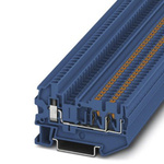 Phoenix Contact PTU 2.5-TWIN BU Series Blue Feed Through Terminal Block, 2.5mm², Single-Level, Push In Termination