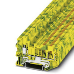 Phoenix Contact PTU 2.5-TWIN-PE Series Green/Yellow Earth Terminal Block, 2.5mm², Single-Level, Push In Termination