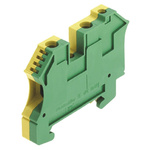 Weidmuller W Series Green, Yellow DIN Rail Terminal Block, Single-Level, Screw Termination
