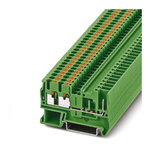 Phoenix Contact PT 2.5-TWIN/1P GN Series Green Feed Through Terminal Block, 0.14 → 4mm², Single-Level, Plug In