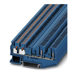 Phoenix Contact PT 2.5-QUATTRO/2P BU Series Blue Feed Through Terminal Block, Single-Level, Plug In Termination