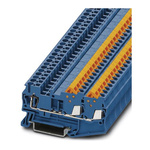 Phoenix Contact QTCS 1.5-TWIN BU Series Blue Feed Through Terminal Block, Single-Level, Quick Connect Termination