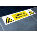 RS PRO Mind The Step Hazard & Warning Label (English)