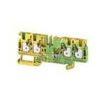 Weidmuller A Series Green/Yellow DIN Rail Terminal Block, 4mm², Single-Level, Push In Termination