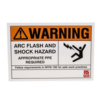 RS PRO ARC Flash and Shock Hazard Hazard Warning Sign (English)