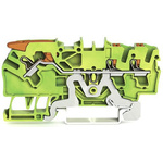 Wago TOPJOB S, 2102 Series Green/Yellow Earth Terminal Block, 2.5mm², Single-Level, Push-In Cage Clamp Termination,