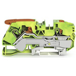 Wago TOPJOB S, 2116 Series Green/Yellow Earth Terminal Block, 16mm², Single-Level, Push-In Cage Clamp Termination,