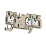Weidmuller AS3C 2.5 Series Dark Beige Feed Through Terminal Block, 1-Level, Snap On Termination