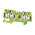 Weidmuller AS4C 2.5 PE Series Green/Yellow Feed Through Terminal Block, 1-Level, Snap On Termination
