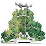 Wago TOPJOB S, 2002 Series Green/Yellow Earth Terminal Block, 2.5mm², Triple-Level, Push-In Cage Clamp Termination,