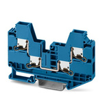 Phoenix Contact XTV 6-QUATTRO BU Series Blue Feed Through Terminal Block, 6mm², Single-Level, Push In Termination