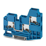 Phoenix Contact XTV 10-TWIN BU Series Blue Feed Through Terminal Block, 10mm², Single-Level, Push In Termination