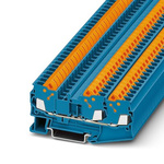 Phoenix Contact QTC 2.5-TWIN BU Series Blue Feed Through Terminal Block, 2.5mm², 1-Level, Quick Termination