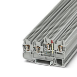 Phoenix Contact STIO 2.5/3-2B/L-LA24RD/O-M Series Grey Terminal Block, 2.5mm², Triple-Level, Spring Cage Termination