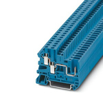 Phoenix Contact UT 4-TWIN/ 1P BU Series Blue Feed Through Terminal Block, 4mm², 1-Level, Plug In, Screw Termination