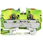 Wago TOPJOB S, 2210 Series Green/Yellow Earth Terminal Block, 10mm², Single-Level, Push-In Cage Clamp Termination, ATEX