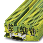 Phoenix Contact ST 6-TWIN-PE Series Green/Yellow Earth Terminal Block, Single-Level, Spring Clamp Termination