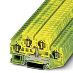Phoenix Contact STTB 4-PE Series Green/Yellow Feed Through Terminal Block, 0.08 → 6mm², Double-Level, Spring