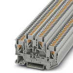 Phoenix Contact PTTB 2.5-2DIO/O-UL/O-UR Series Grey Feed Through Terminal Block, 0.14 → 4mm², Double-Level, Push