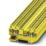 Phoenix Contact ST 2.5-QUATTRO YE Series Yellow DIN Rail Terminal Block, Single-Level, Spring Clamp Termination