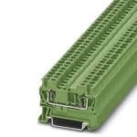 Phoenix Contact ST 2.5 GN Series Green DIN Rail Terminal Block, Single-Level, Spring Clamp Termination