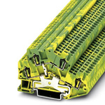 Phoenix Contact STTBS 2.5-PE Series Green/Yellow DIN Rail Terminal Block, Double-Level, Spring Clamp Termination