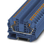 Phoenix Contact PT 16 N BU Series Blue Feed Through Terminal Block, Single-Level, Push In Termination