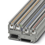 Phoenix Contact PTIO 1.5/S/3-LED 24 GN Series Grey DIN Rail Terminal Block, 1.5mm², Triple-Level, Push In Termination