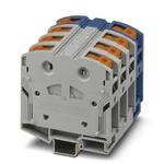Phoenix Contact PTPOWER 95-3L/N Series Blue, Grey DIN Rail Terminal Block, 95mm², Single-Level, Push In Termination