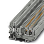 Phoenix Contact PTU 4-TWIN BU Series Blue Feed Through Terminal Block, Single-Level, Push In Termination
