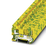 Phoenix Contact PT 4/1P-PE Series Green/Yellow Earth Terminal Block, Single-Level, Push In Termination