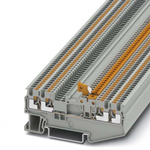 Phoenix Contact PT 1.5/S-QUATTRO-MT Series Grey DIN Rail Terminal Block, Push In Termination