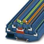 Phoenix Contact PTT 1.5/S-2MT BU Series Grey DIN Rail Terminal Block, Push In Termination