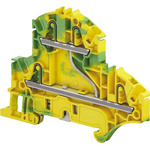 Entrelec ZK2.5 Series Green, Yellow Standard Din Rail Terminal, 2.5mm², Double-Level, Spring Clamp Termination