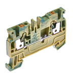 Weidmuller A Series Green/Yellow DIN Rail Terminal Block, 2.5mm², Single-Level, Push In Termination