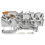 Wago TOPJOB S, 2102 Series Grey Feed Through Terminal Block, 2.5mm², Single-Level, Push-In Cage Clamp Termination,