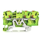 Wago TOPJOB S, 2204 Series Green/Yellow Earth Terminal Block, 4mm², Single-Level, Push-In Cage Clamp Termination, ATEX,