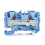 Wago TOPJOB S, 2206 Series Blue Feed Through Terminal Block, 6mm², Single-Level, Push-In Cage Clamp Termination, ATEX,
