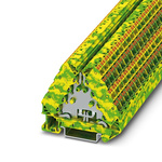 Phoenix Contact PTRVB Series Green/Yellow Double Level Terminal Block, 1.5mm², 4-Level, Push In Termination