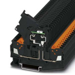 Phoenix Contact QTC 2,5-HESILA Series Black Fused DIN Rail Terminal, Single-Level, Quick Connect Termination