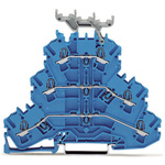 Wago TOPJOB S, 2002 Series Blue Feed Through Terminal Block, 2.5mm², Triple-Level, Push-In Cage Clamp Termination,