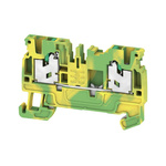 Weidmuller AS2C 2.5 PE Series Green/Yellow Feed Through Terminal Block, 1-Level, Snap On Termination